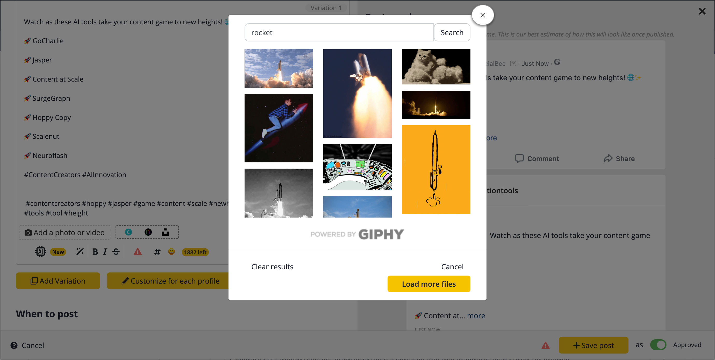 socialbee ai GIPHY GIF integration