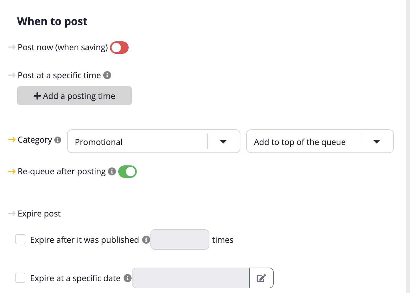 socialbee ai social post scheduling category selection