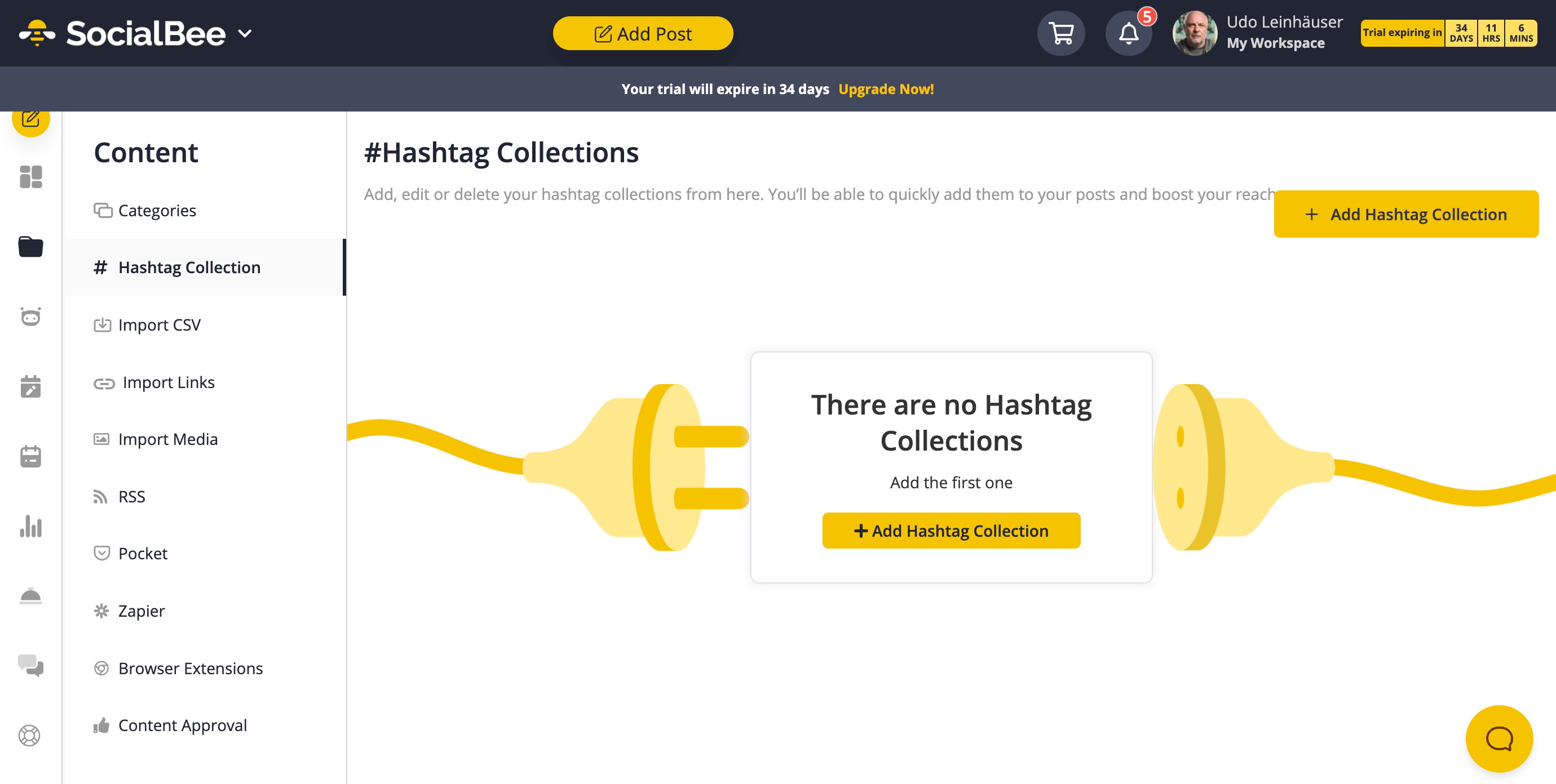 socialbee ai automated social media hashtag collection